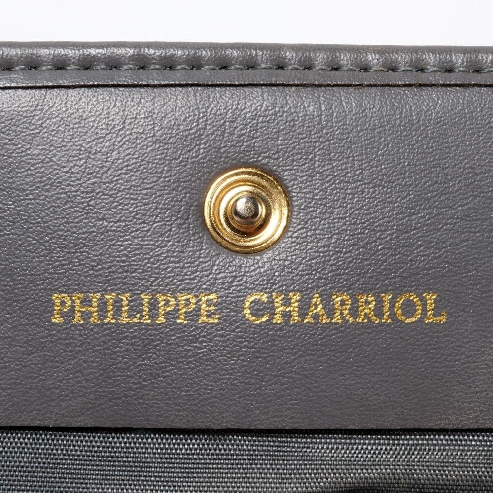 Vintage Grey Leather Philippe Charriol Small Wallet Coin Purse W/ Button Pocket - Picture 5 of 6